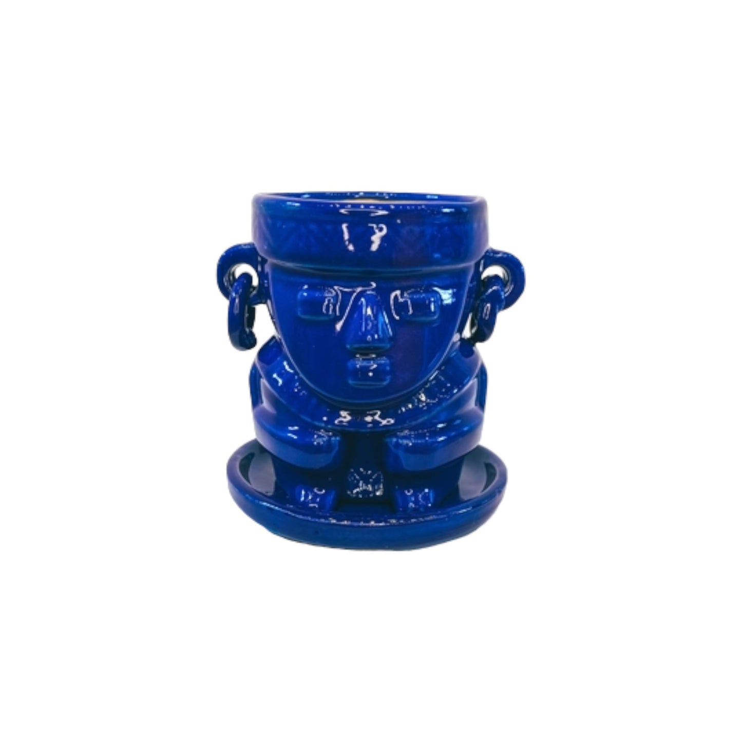 Vase Muisca Émaillé Bleu - Moyen