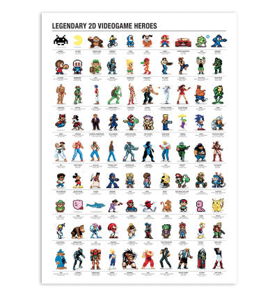 Art-Poster - Legendary 2D Videogame Heroes - 50 x 70 cm