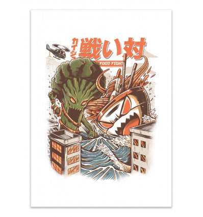 Art-Poster - Brocco vs Ramen Kaijus - Ilustrata - 30 x 40 cm