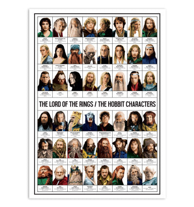 Art-Poster - The Lord of the rings and The Hobbit Characters - 30 x 40 cm
