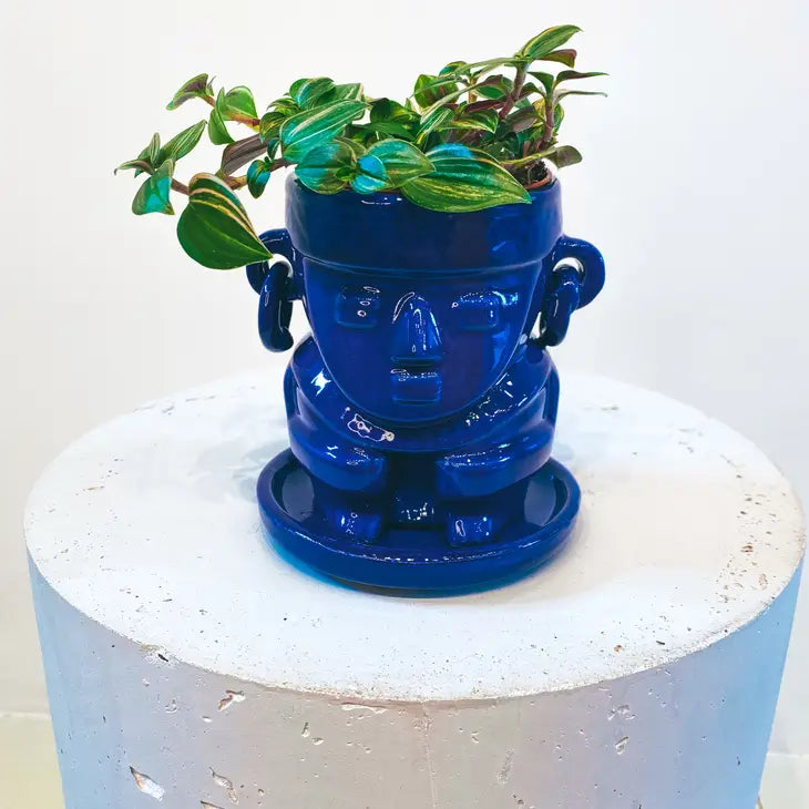 Vase Muisca Émaillé Bleu - Moyen