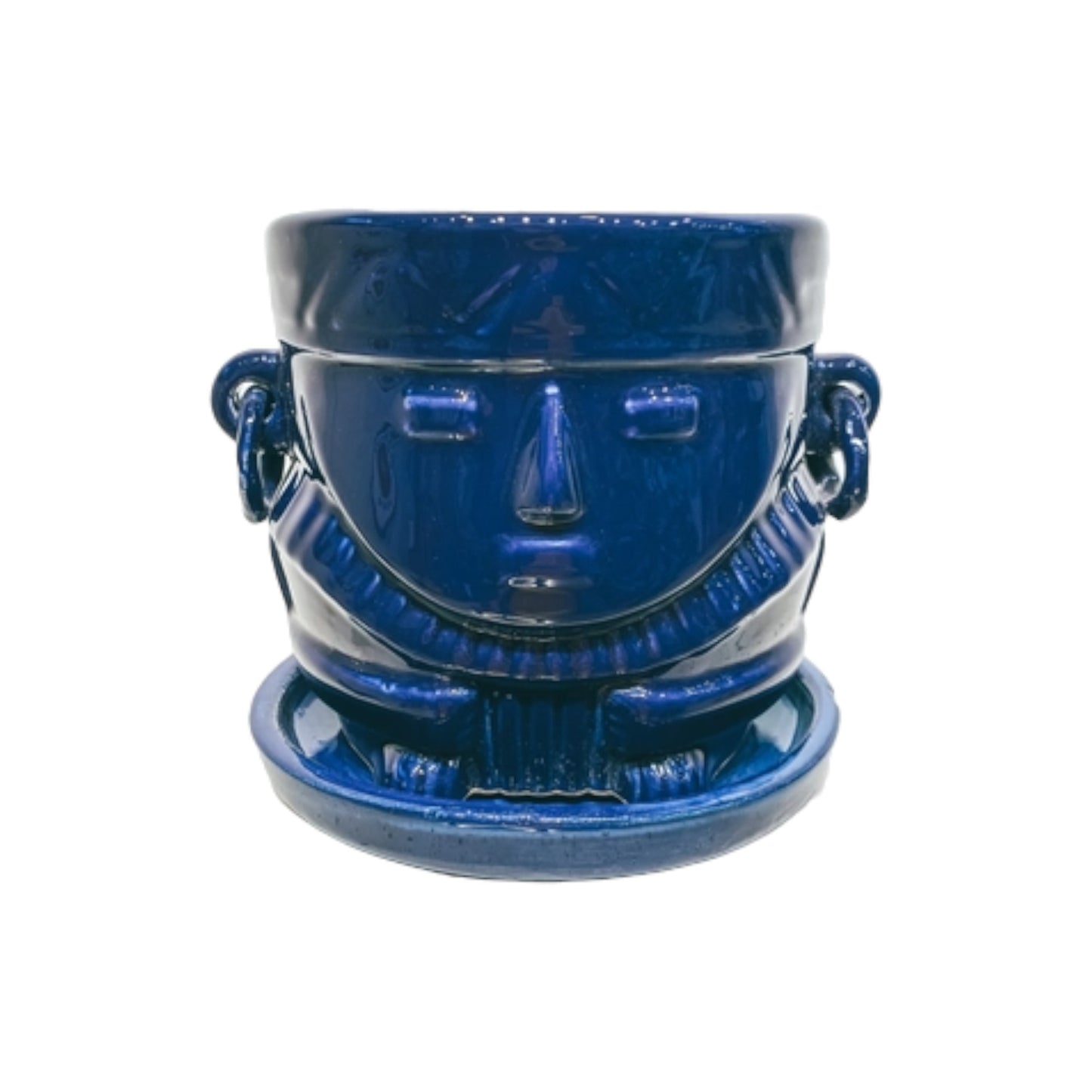 Vase Muisca Émaillé Bleu Fait Main - Grand
