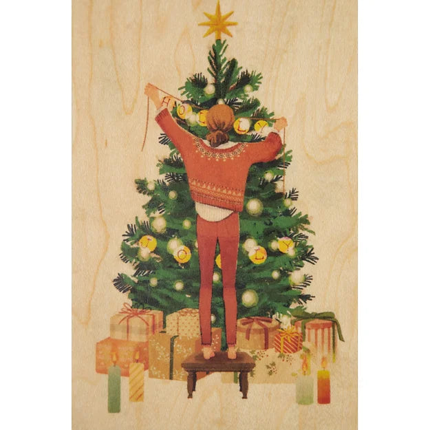 Carte en Bois - Greetings Noel