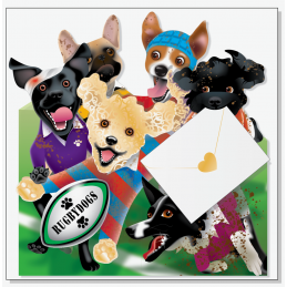 Carte postale Pop Up - Les chiens rugby