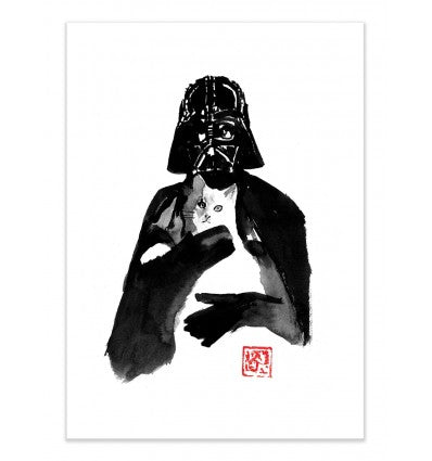 Art-Poster - Darth Vader and Cat - Pechane Sumie - 30 x 40 cm