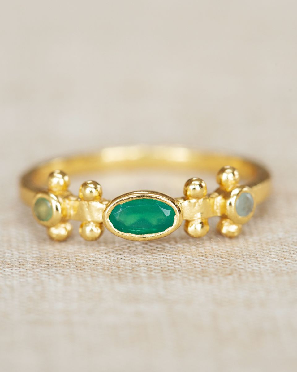 Bague Ula Agate verte Amazonite Nefrite 4444GB15