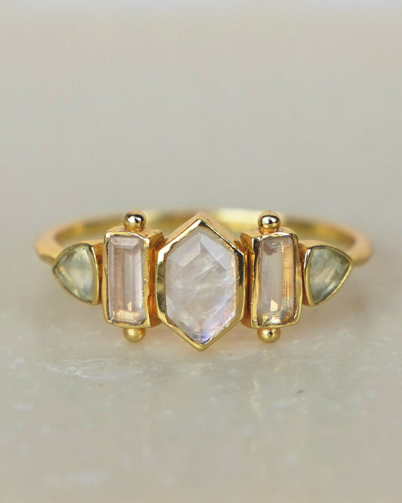 Bague Tiffany Pierre de Lune / quartz / Préhnite 4335GB1