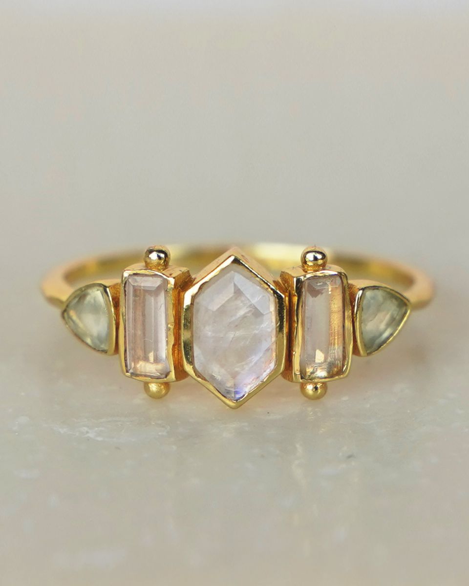 Bague Tiffany Pierre de Lune / quartz / Préhnite 4335GB1