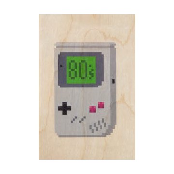 Carte en Bois - Hello 80's Gameboy