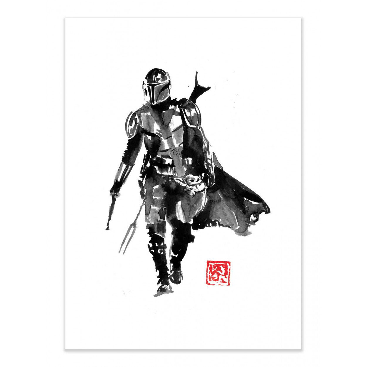 Art-Poster - Mandalorian and Baby Yoda - 30X40 cm